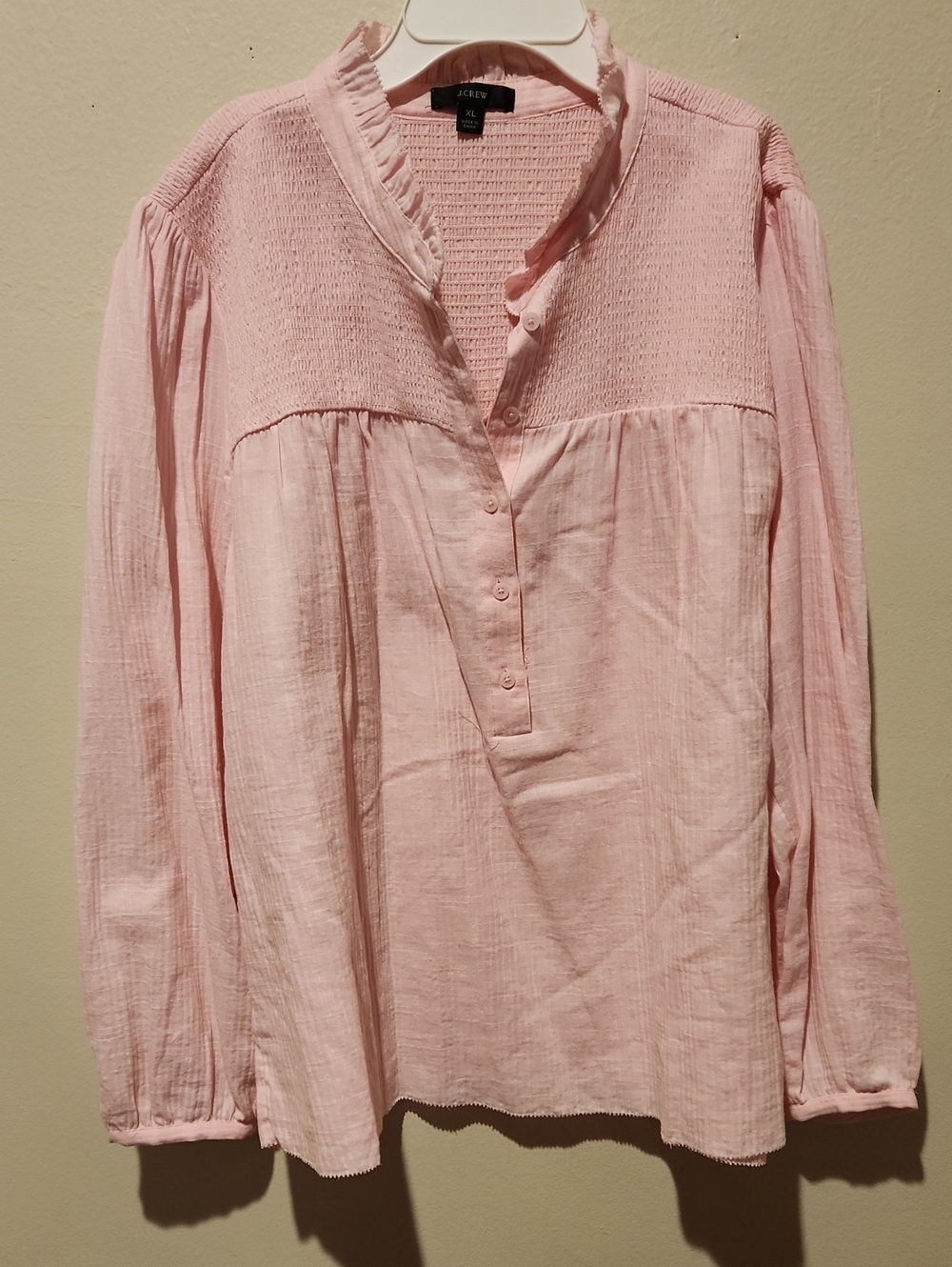 ❤ NWOT! J CREW LONG SLEEVE SOFT COTTON GAUZE GARDEN TOP, PINK, XL - Picture 3 of 10
